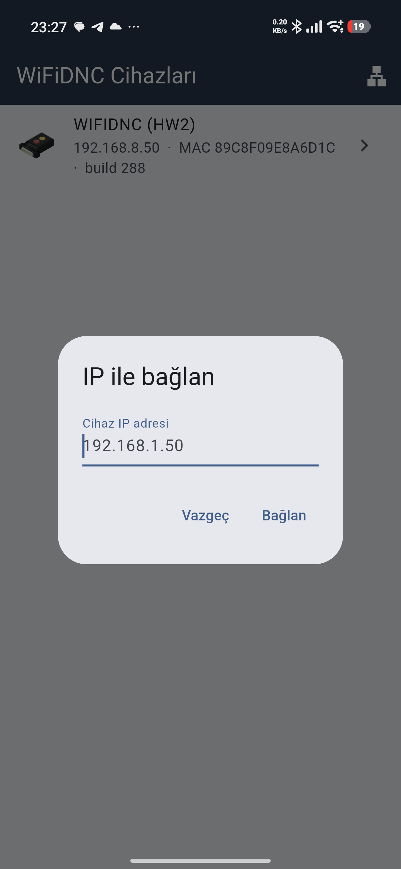 WIFIDNC mobil - IP ile bağlan
